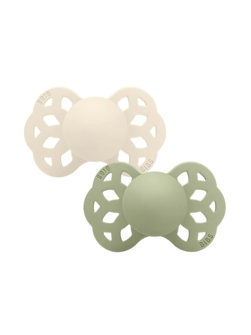 Set 2 ciucci tettarella simmetrica in silicone 0/6 mesi - colore avorio/salvia - bibs