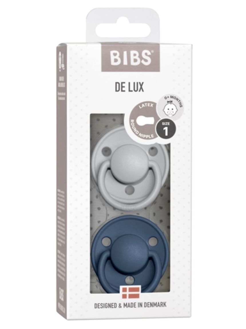 Set 2 ciucci tettarella tonda in gomma naturale 6/18 mesi - colore cloud e steel blue - bibs
