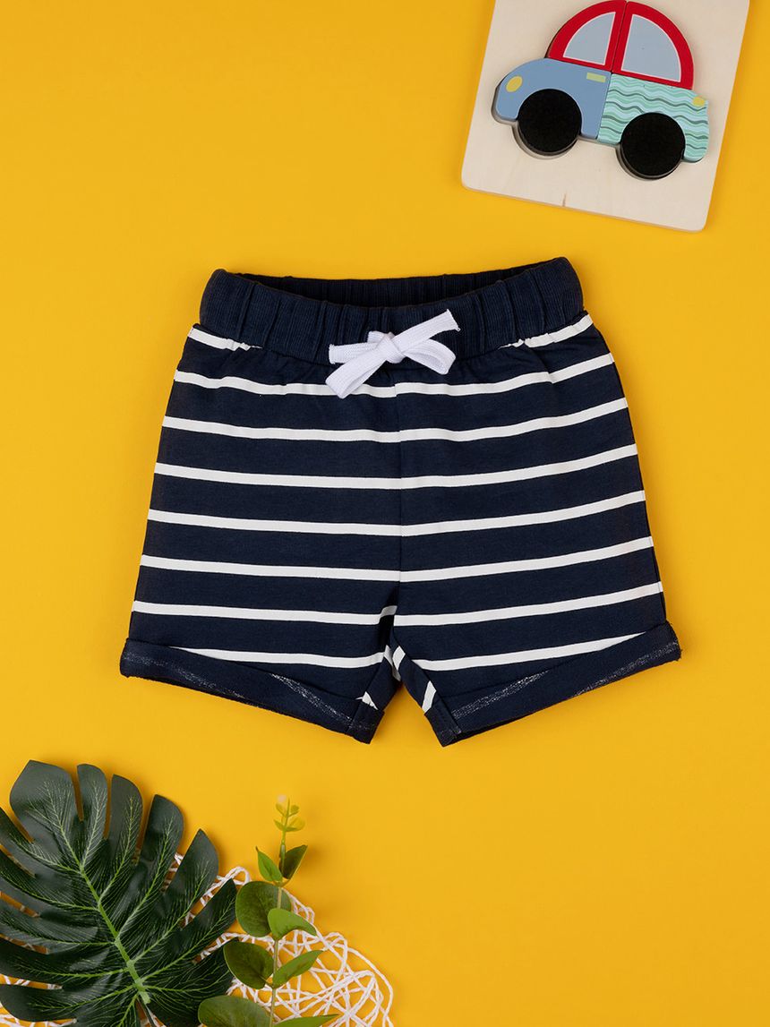 Shorts bimbo blu scuro rigato