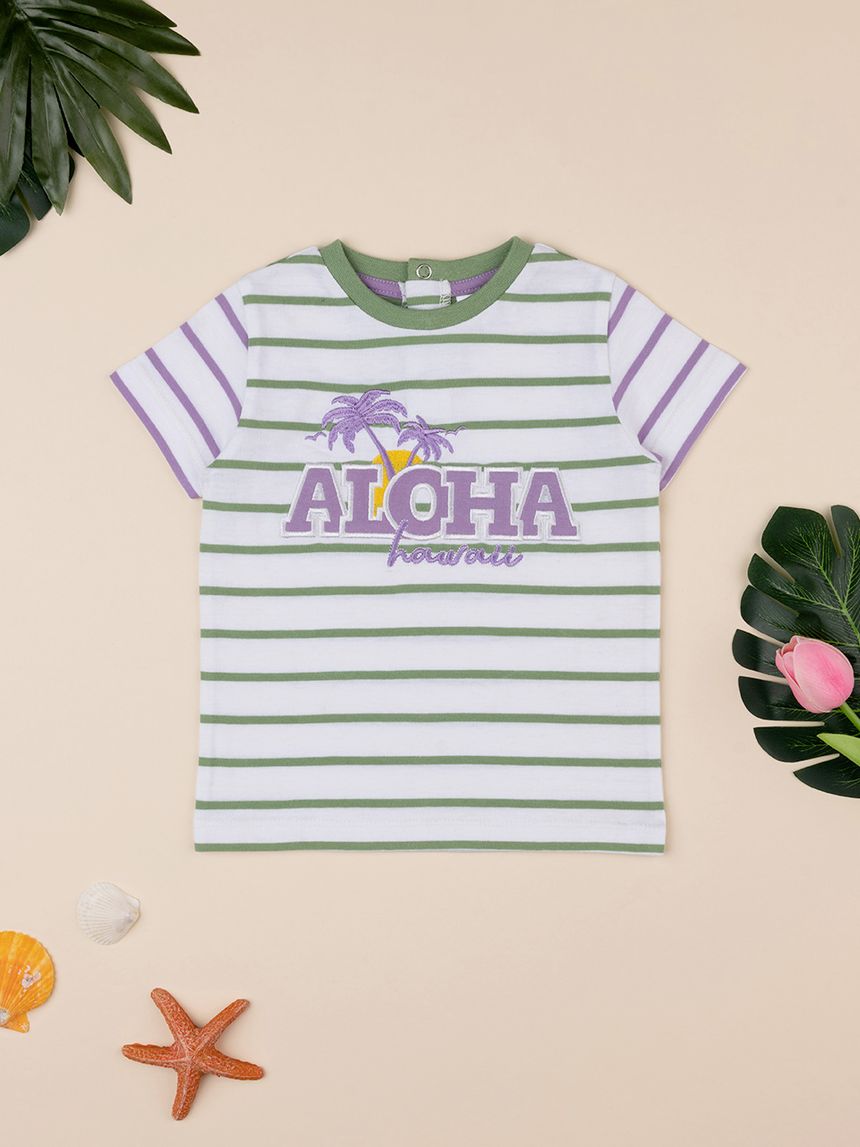 T-shirt rigata maniche corte da bambino "alhoa"