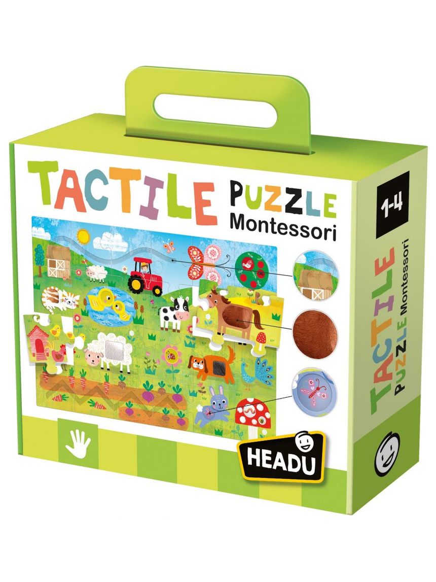 Tactile puzzle montessori. gioco multiattività per i più piccoli 1/4 anni - headu