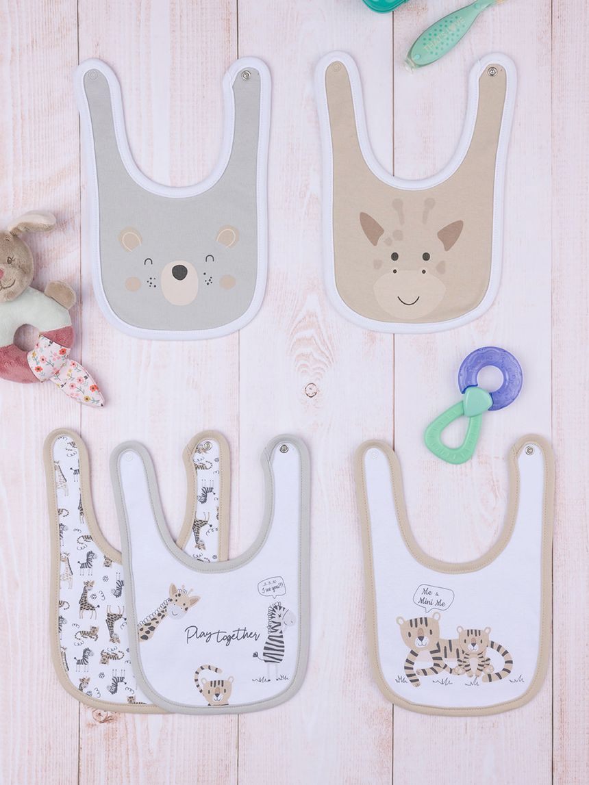 Set 5 pezzi bavaglini jungle