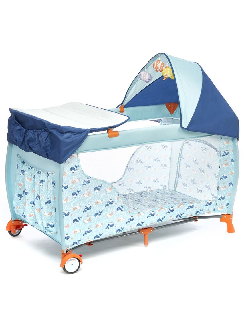 Lettino da viaggio deluxe ocean fish blue - giordani