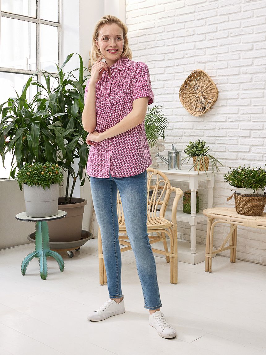 Camicia premaman allattamento fantasia rombi