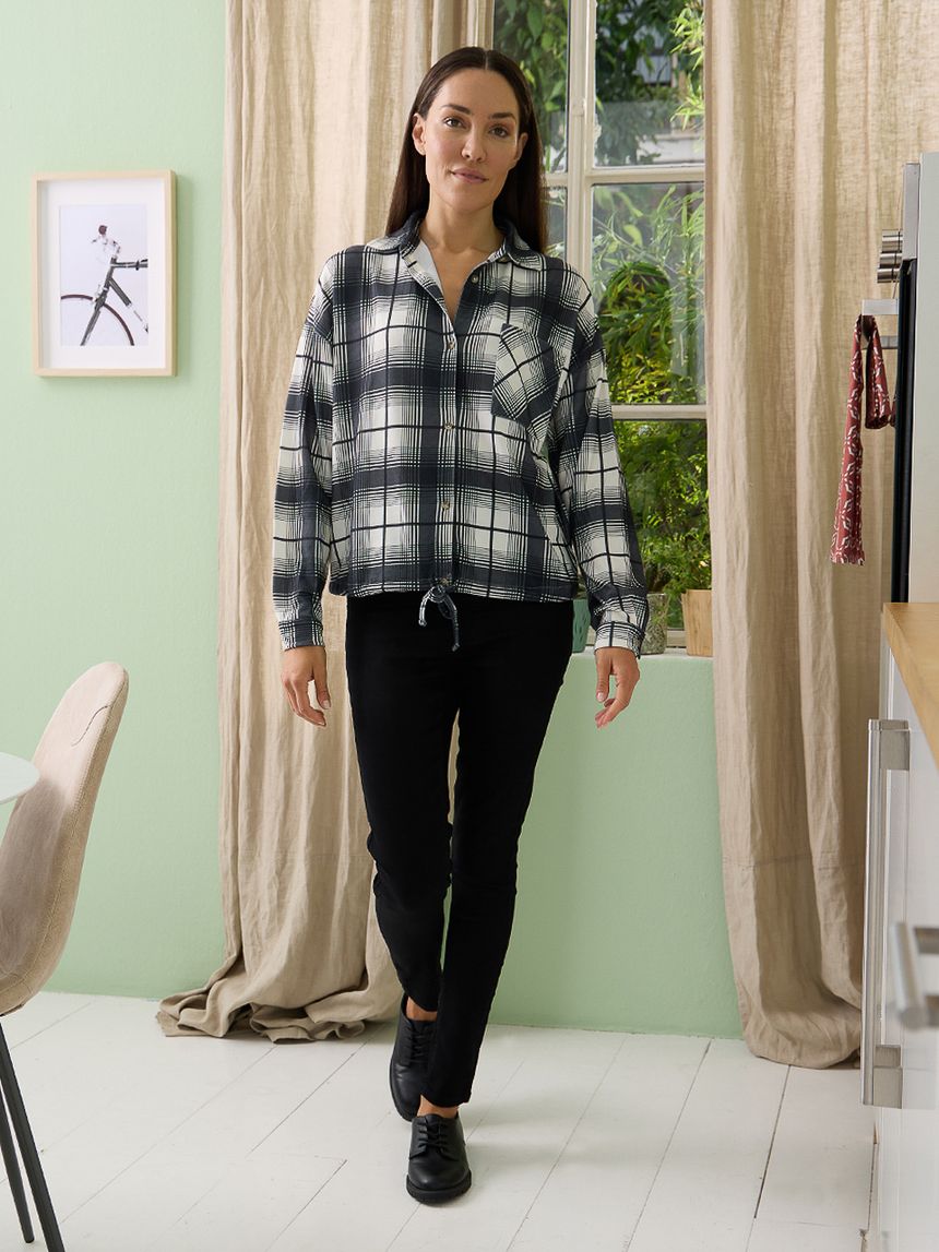 Camicia premaman con fantasia check nera
