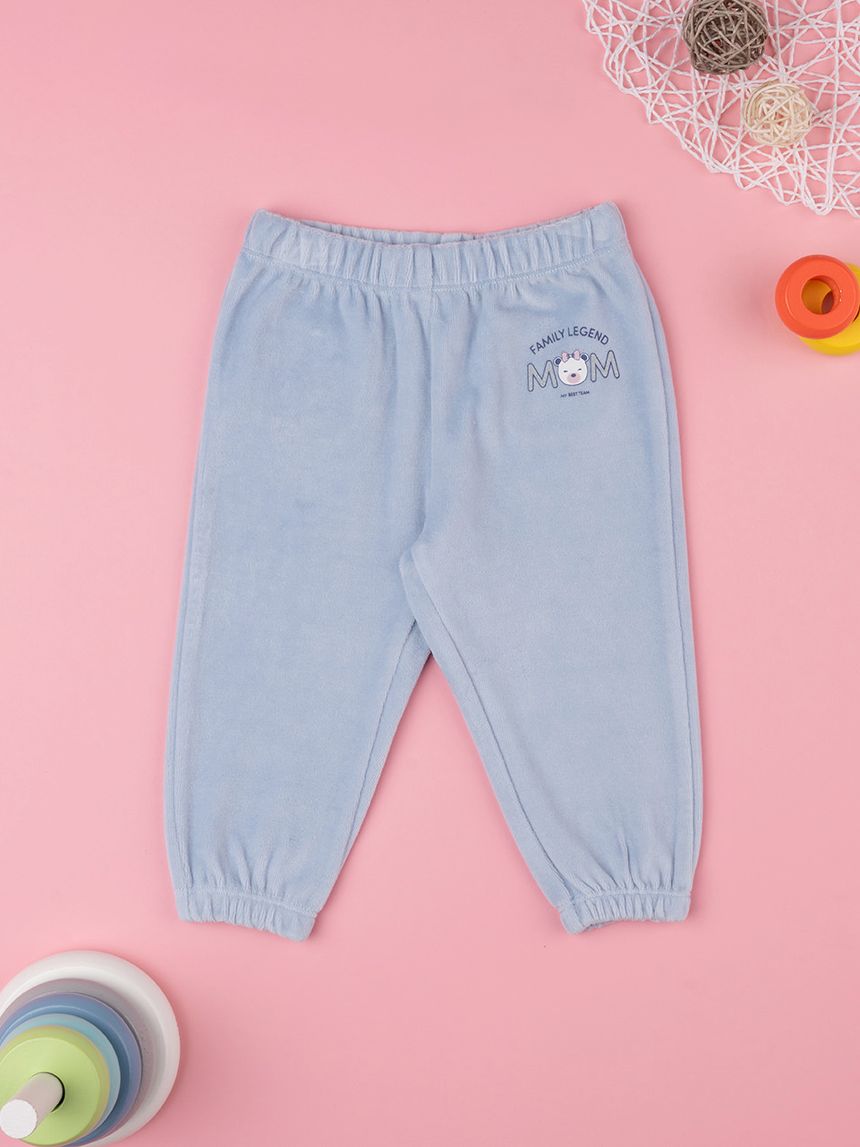 Pantalone ciniglia bimba azzurro