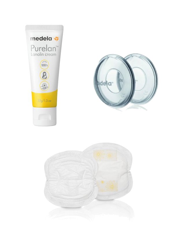 Kit medela primi giorni: crema alla lanolina + coppe raccoglilatte + coppette assorbilatte ultra traspiranti