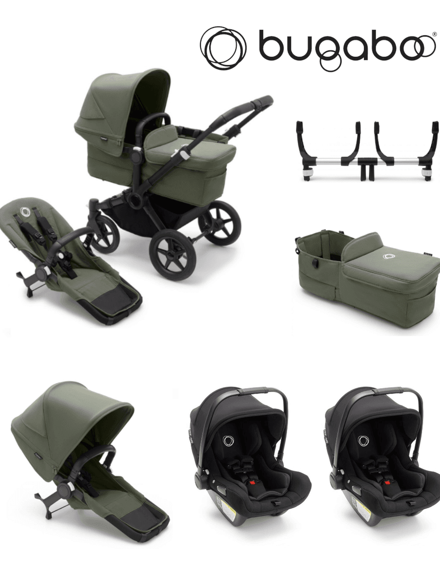 Gemellare donkey 5 - 2 sedute + 2 navicelle + 2 seggiolini turtle air - bugaboo