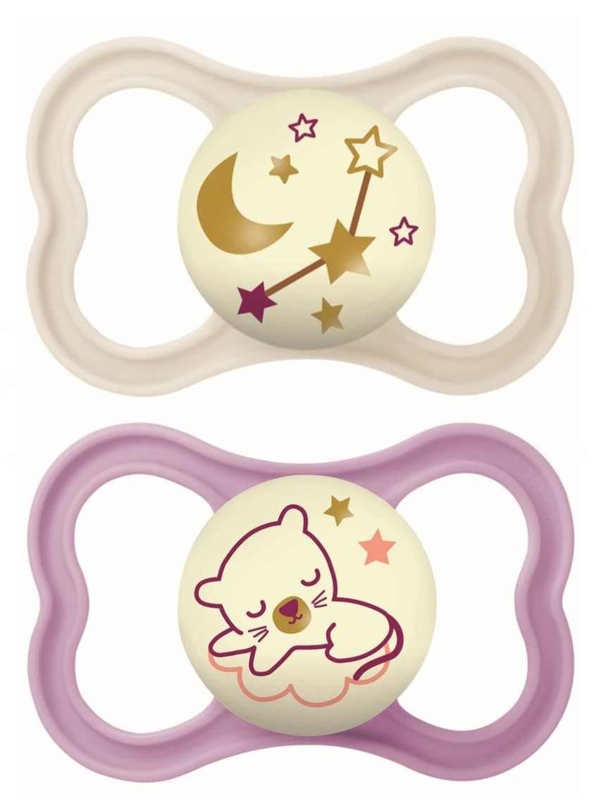 Succhietti air night 6+ in silicone - 2 pezzi - colore beige/rosa - mam