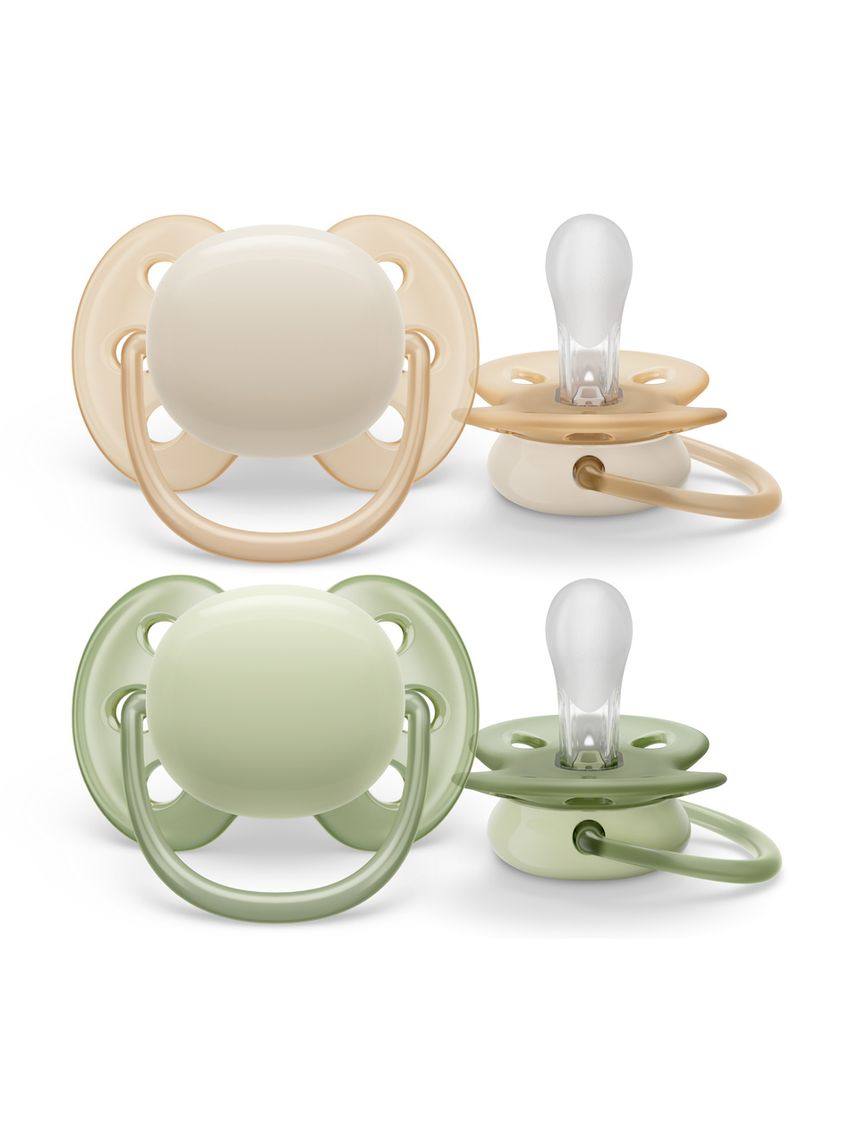 2 ciucci ultra soft 0-6 mesi colore arancione/verde - philips avent