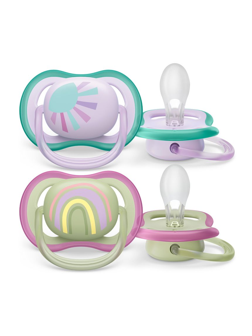 2 ciucci ultra air 0-6 mesi colore verde/rosa - philips avent