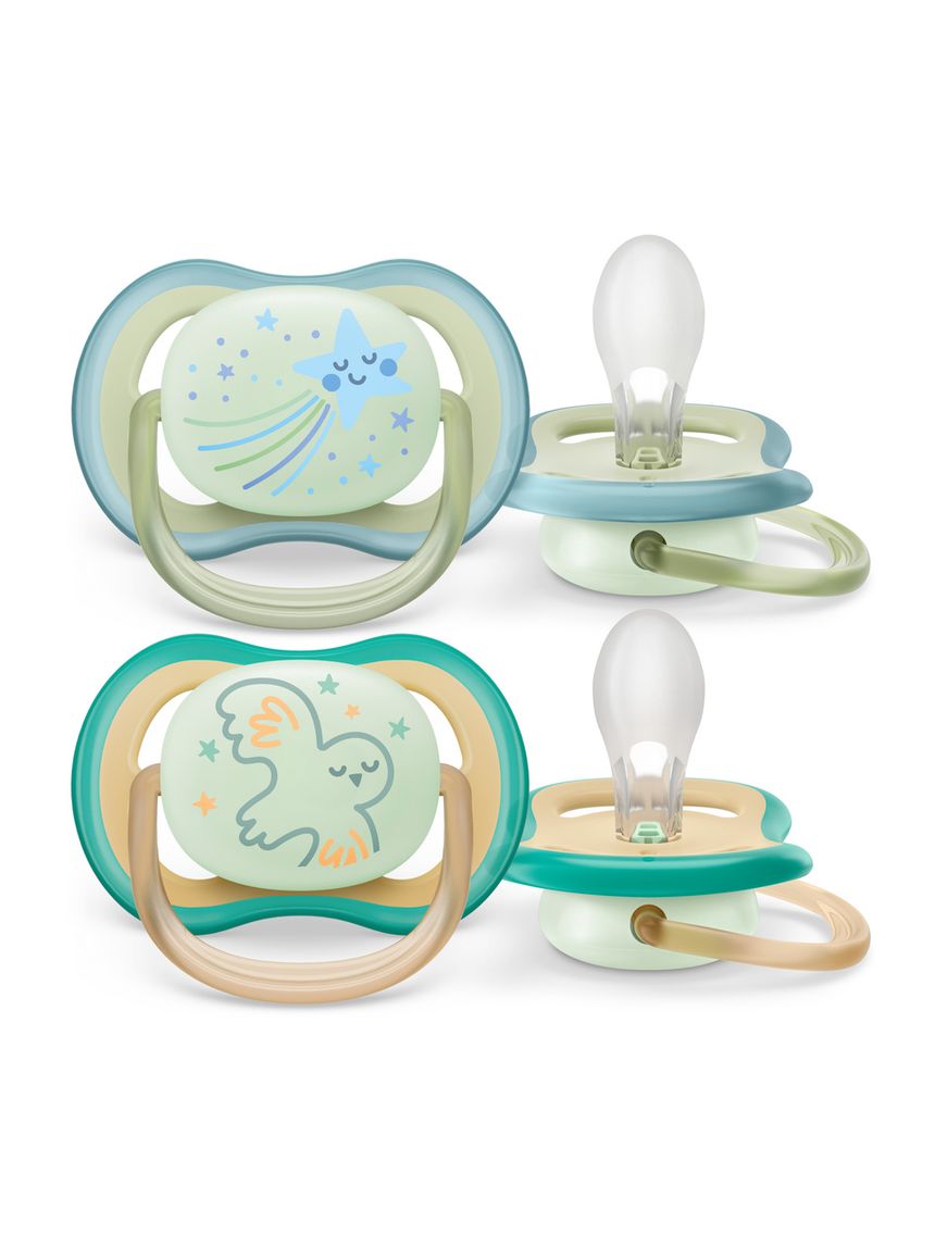 2 ciucci ultra air night time 0-6 mesi decorazione stella/uccellino - philips avent