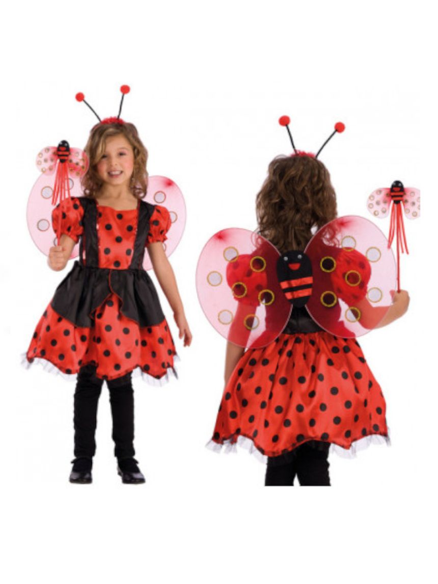 Set coccinella bimba (ali cm 30x50 + cerchietto e bacchetta) dai 2 anni - carnival toys