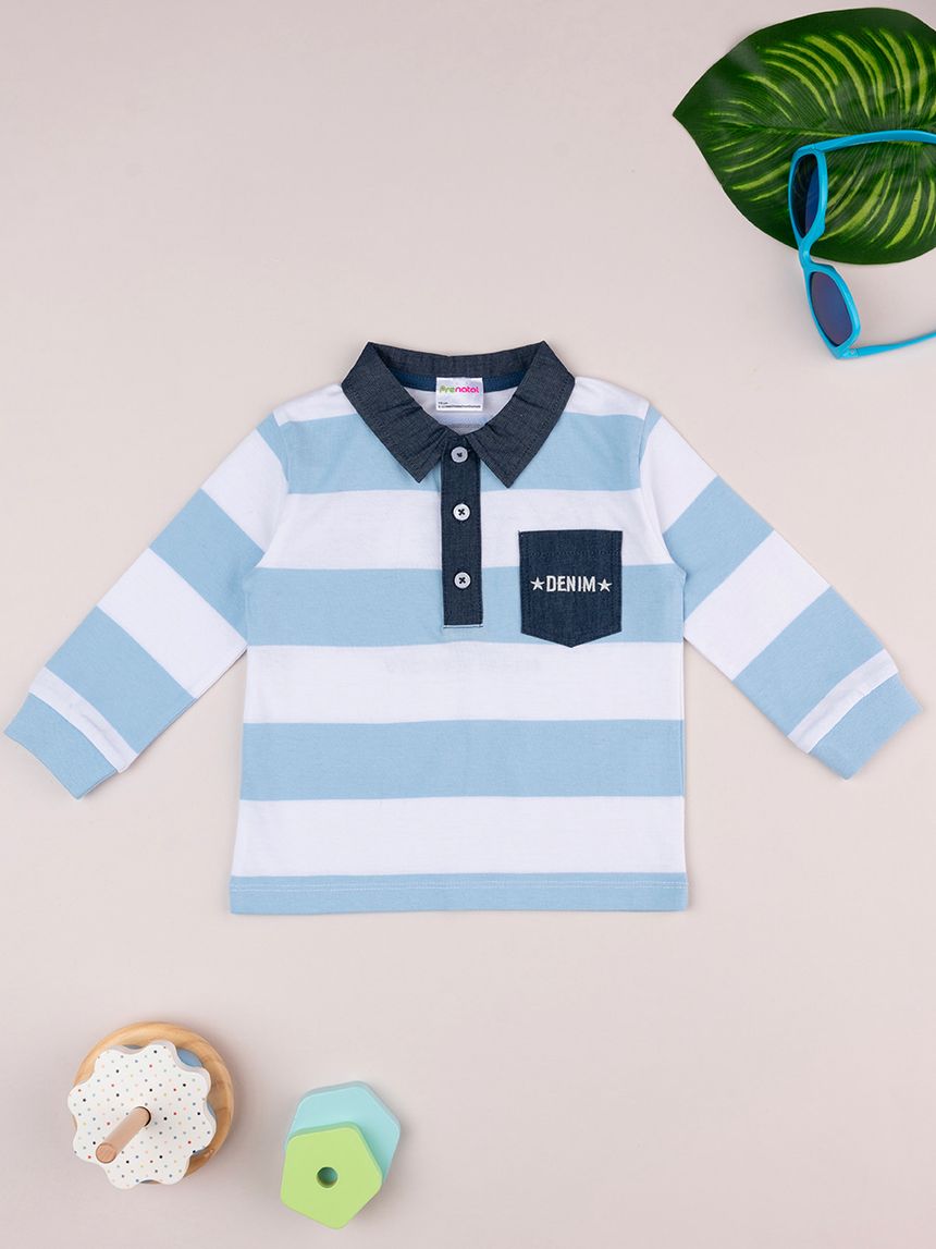 Polo rigata bimbo bianca/azzurra