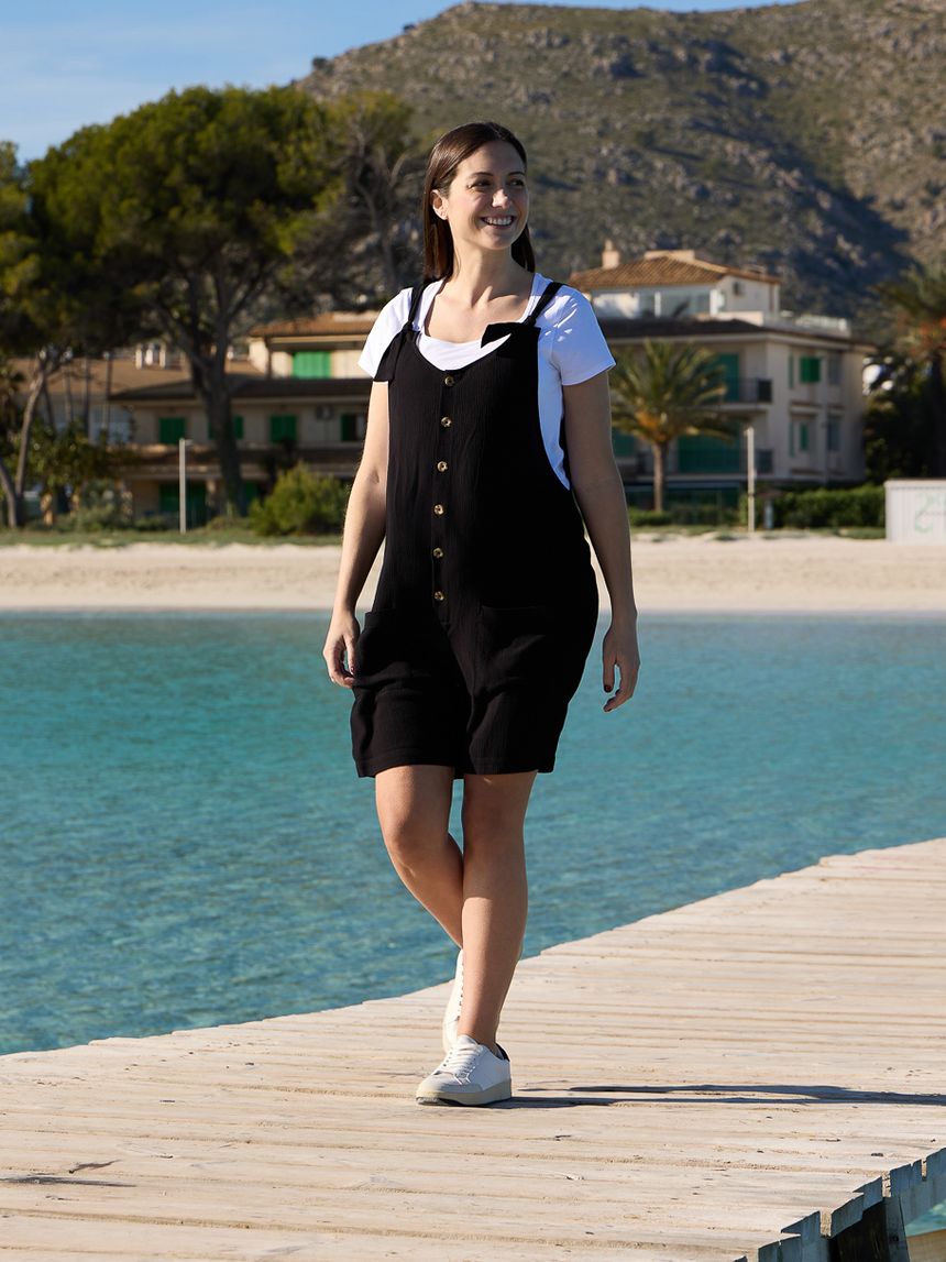 Completo premaman allattamento tuta nera e t-shirt bianca