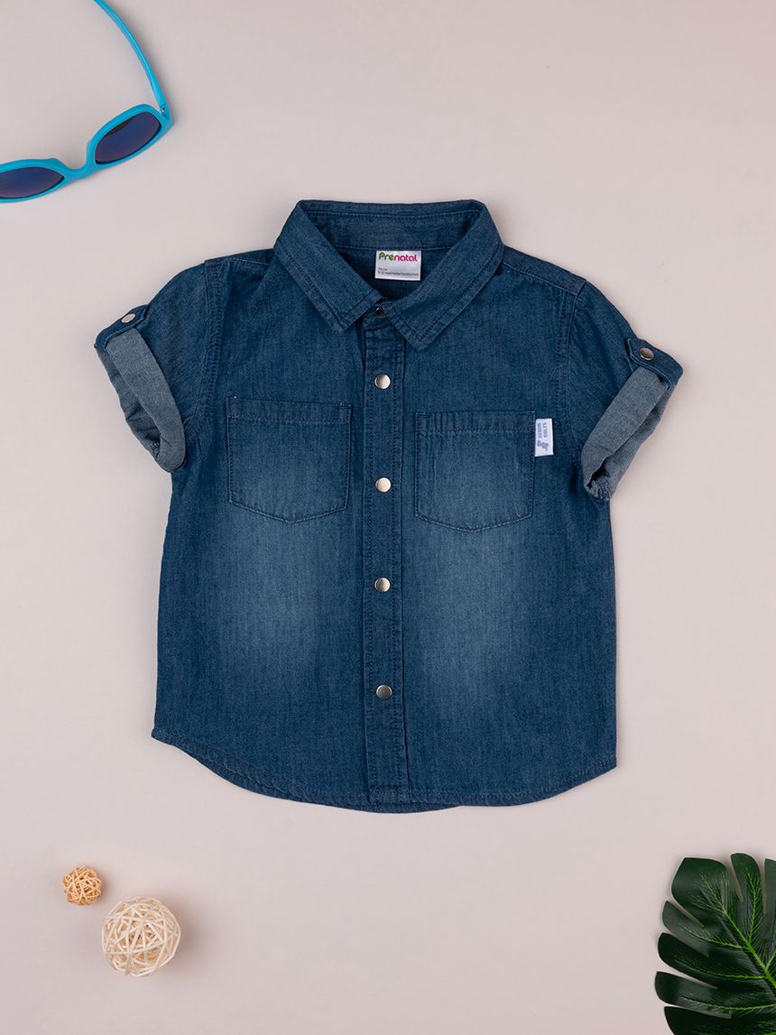 Camicia bimbo mezza manica chambray oeko-tex