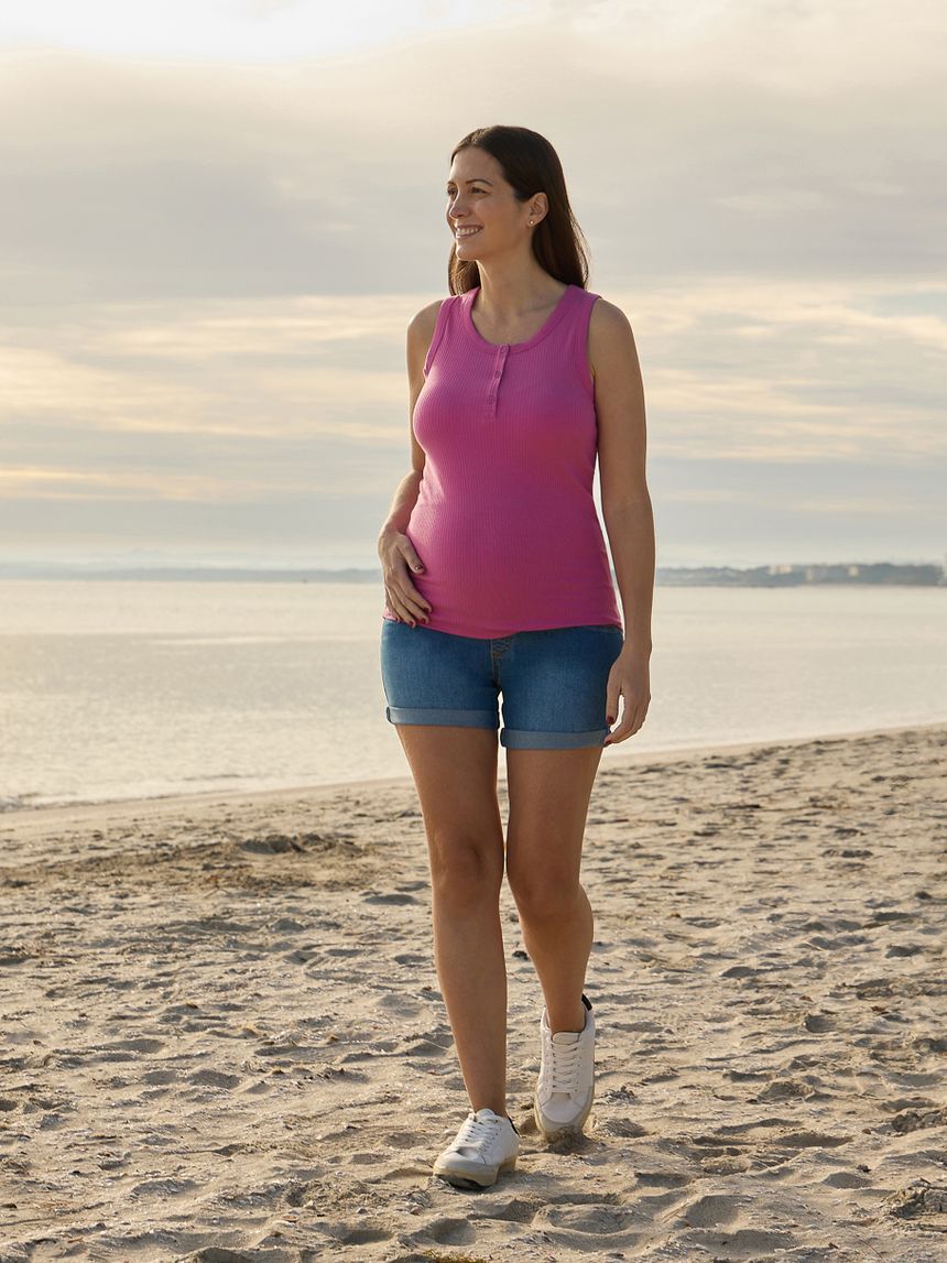 Tank top allattamento in cotone fucsia