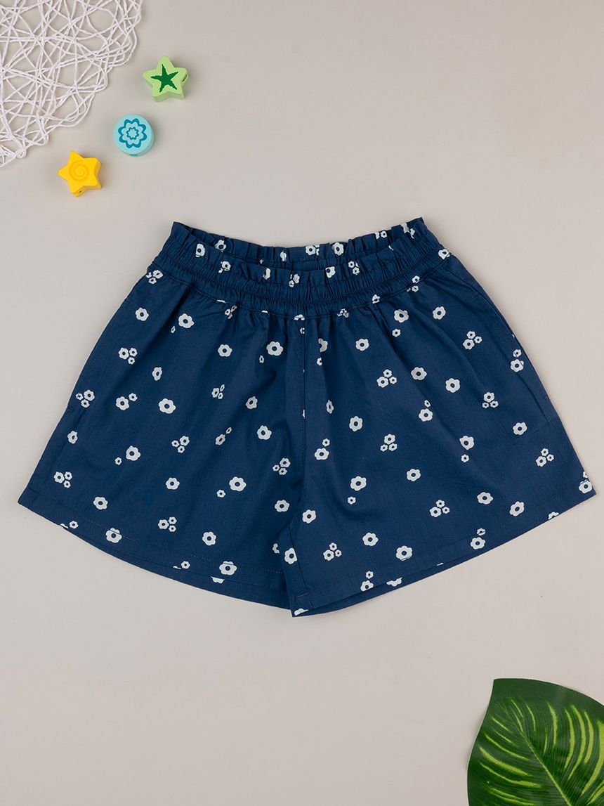 Shorts blu bambina con allover