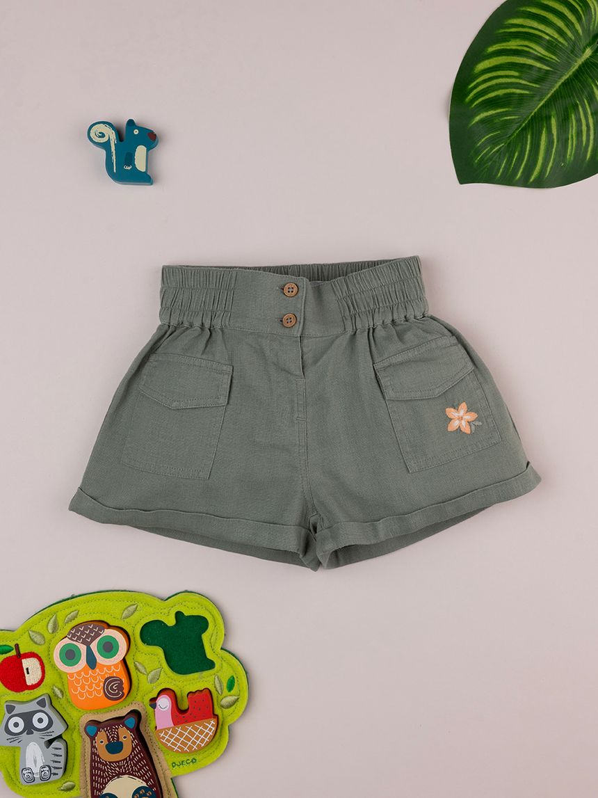 Pantaloncini verdi lino bimba