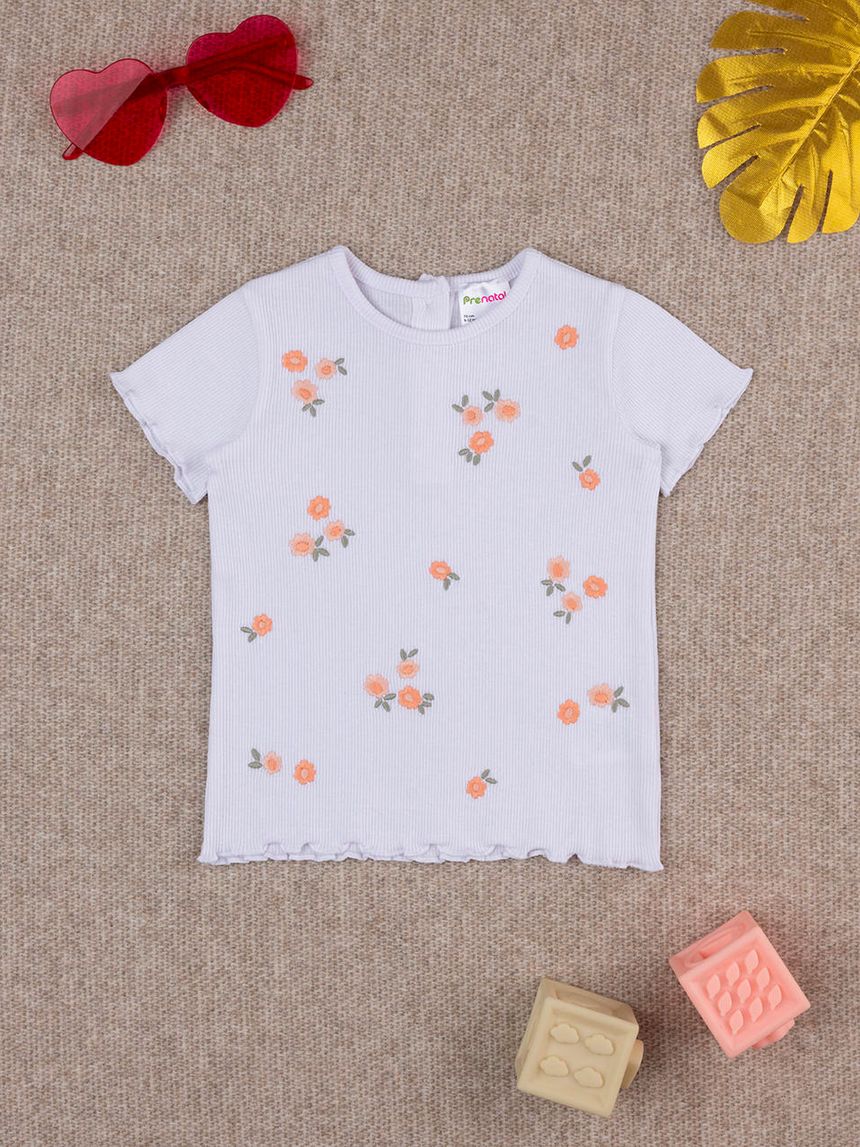 T-shirt bimba bianca stampata