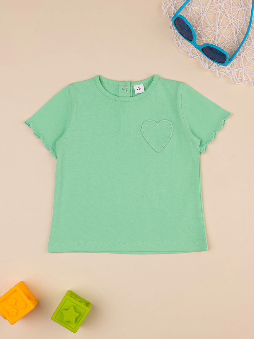 T-shirt verde bimba a maniche corte