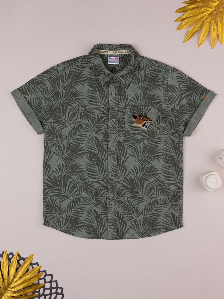 Camicia bambino verde allover