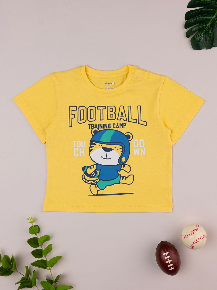 T-shirt bimbo gialla stampata