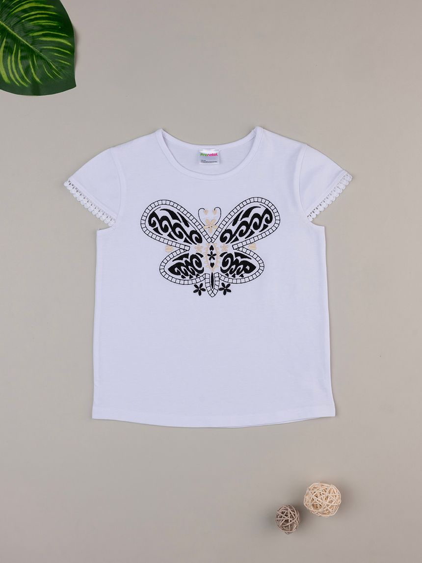 T-shirt bianca bambina "farfalla"