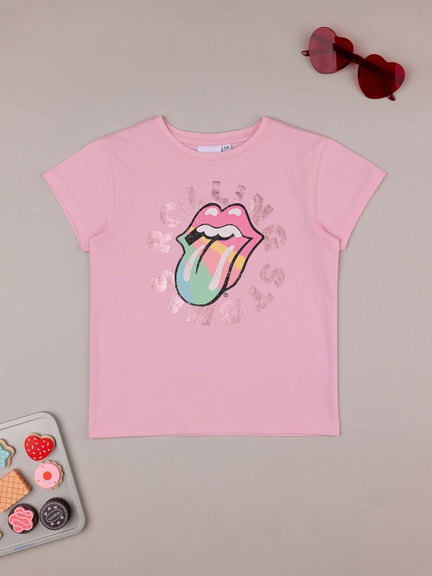 T-shirt bimba rosa stampata