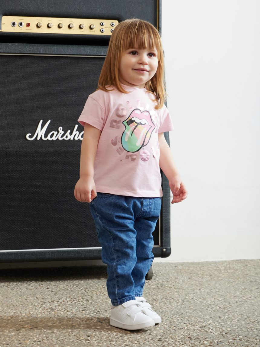 T-shirt bimba rosa stampata