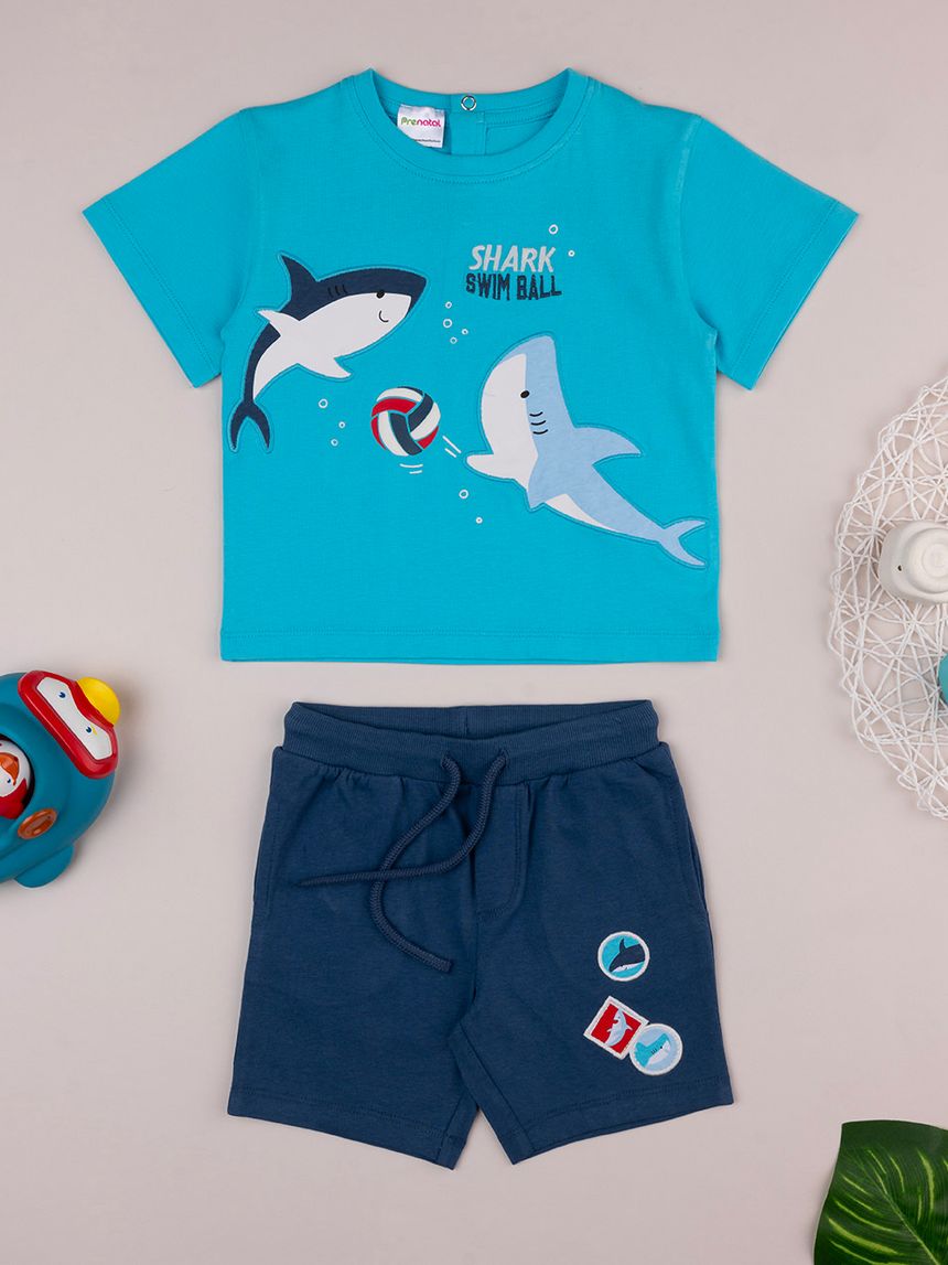 Completo bimbo shark blu