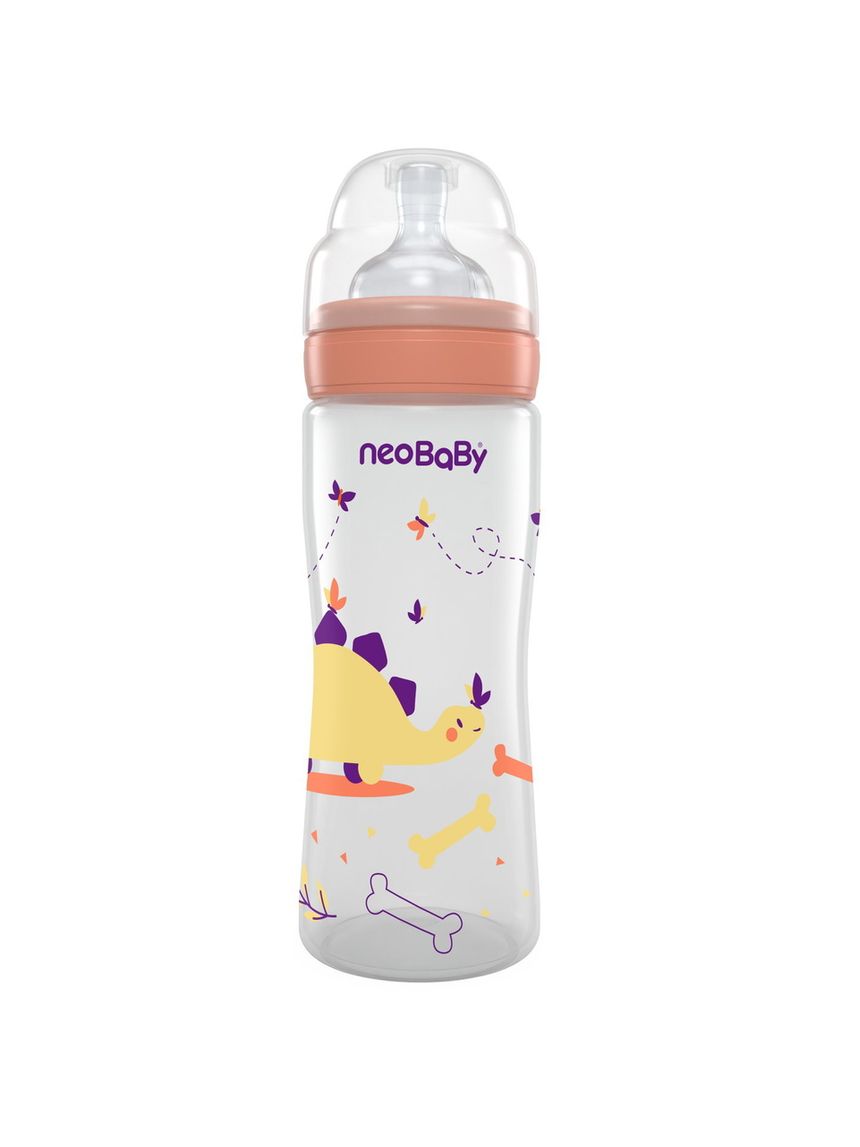 Biberon plastica collo largo silicone 330ml flusso veloce arancione 4m + - neobaby