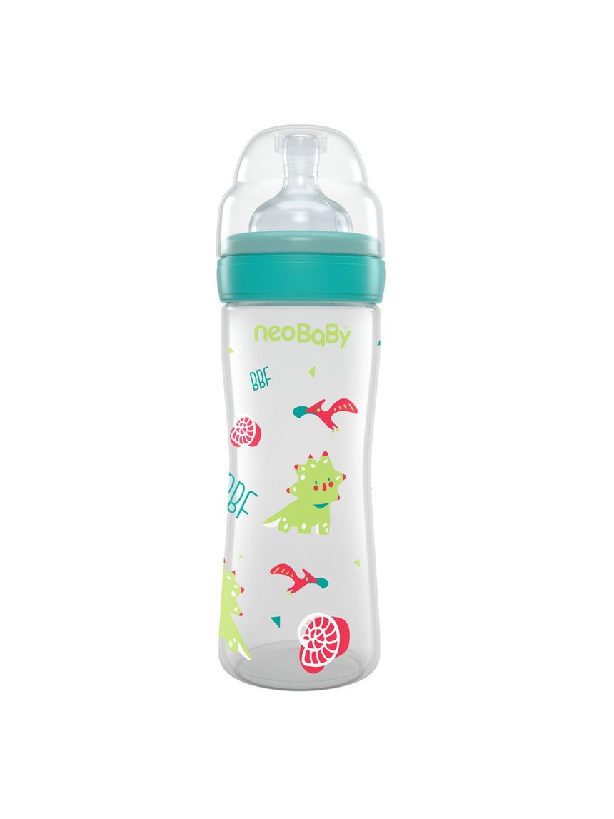 Biberon plastica collo largo silicone 250ml flusso regolabile verde 2m+ - neobaby