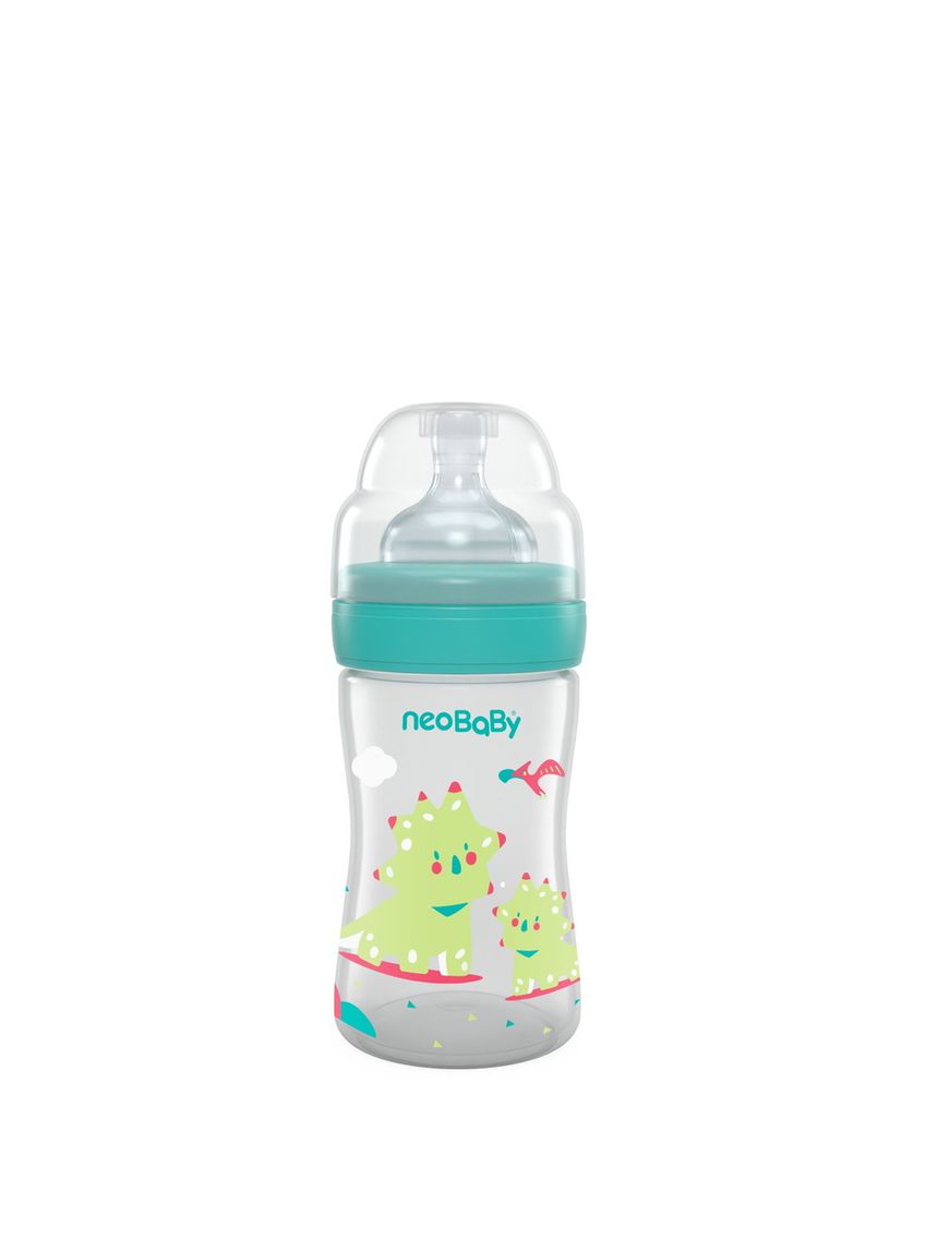 Biberon plastica collo largo silicone 150ml flusso lento verde 0m+ - neobaby