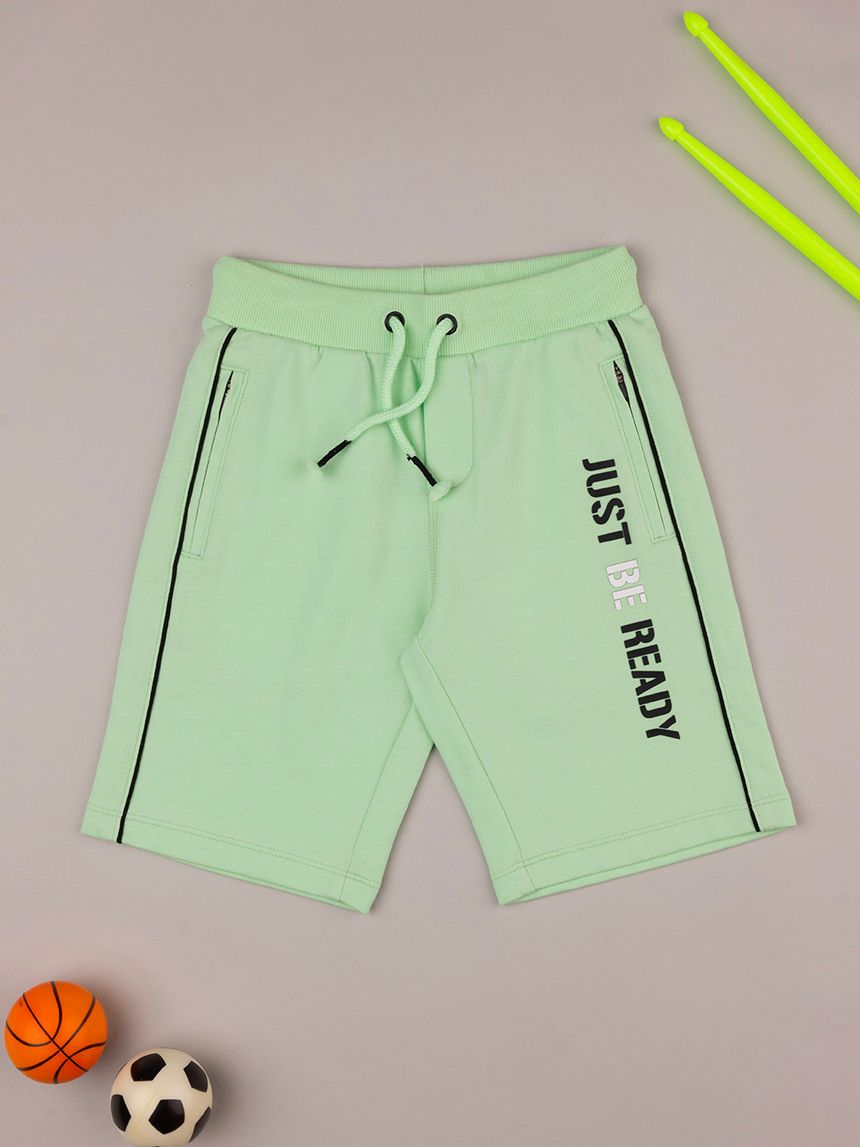 Shorts bambino verdi con stampa