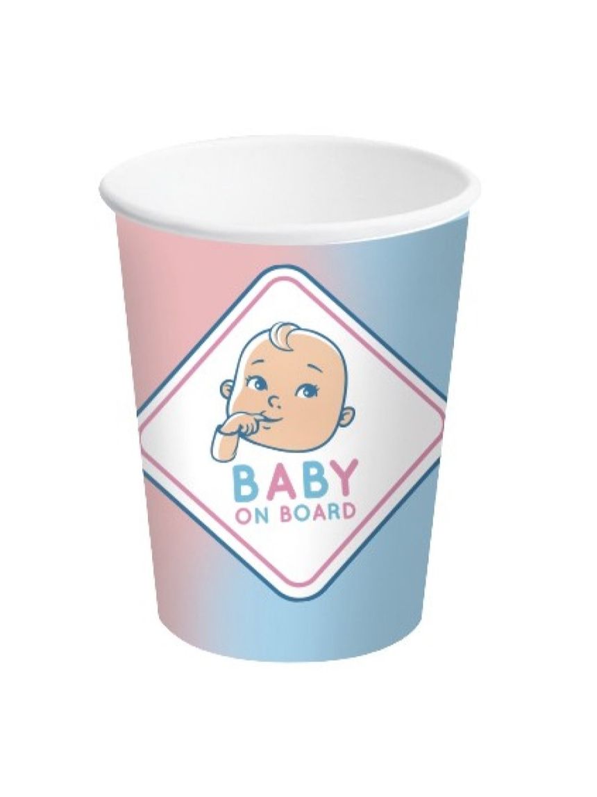 Bicchiere carta 250 ml - 8 pezzi - baby gender reveal