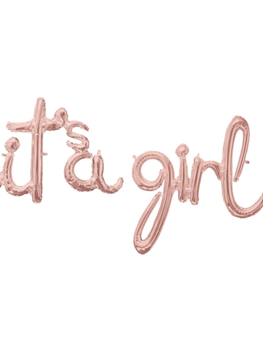 Pallone scritta - it's a girl - rosa gold ad aria