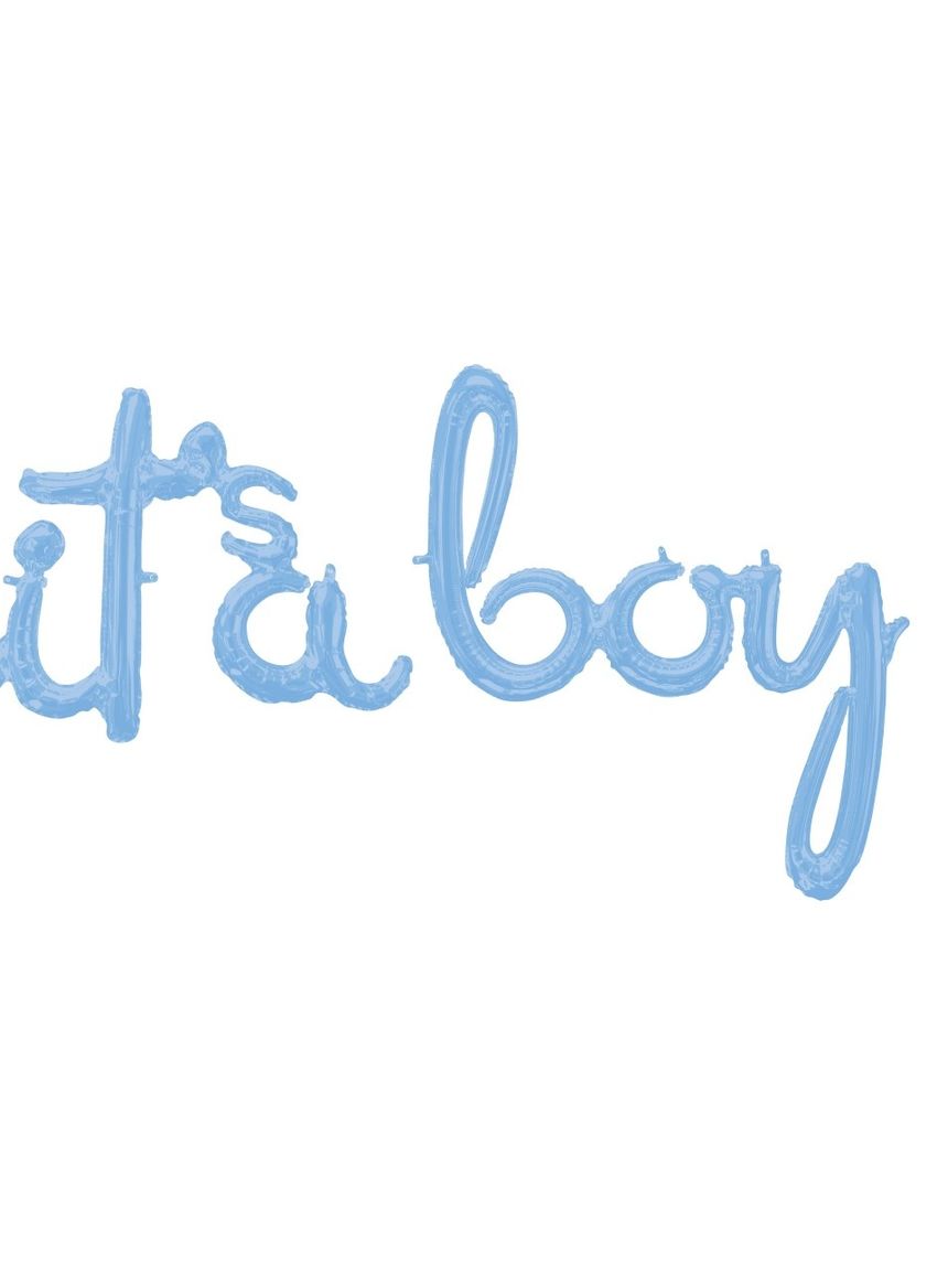 Pallone scritta - it's a boy - blu pastello ad aria