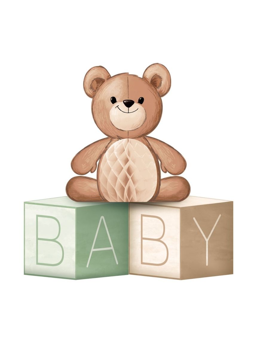 Centrotavola - baby blocks - 15 x 15 cm - teddy bear