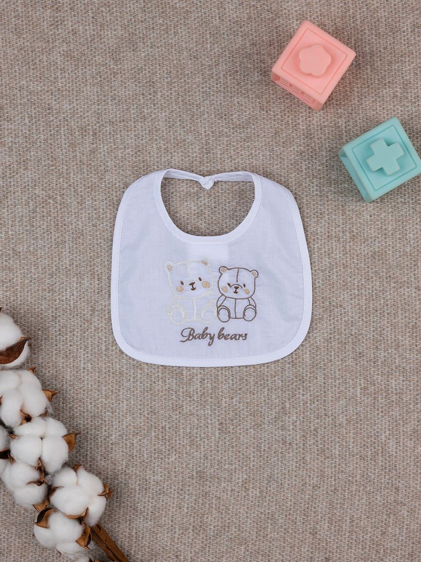 Bavaglino in mussola con ricamo