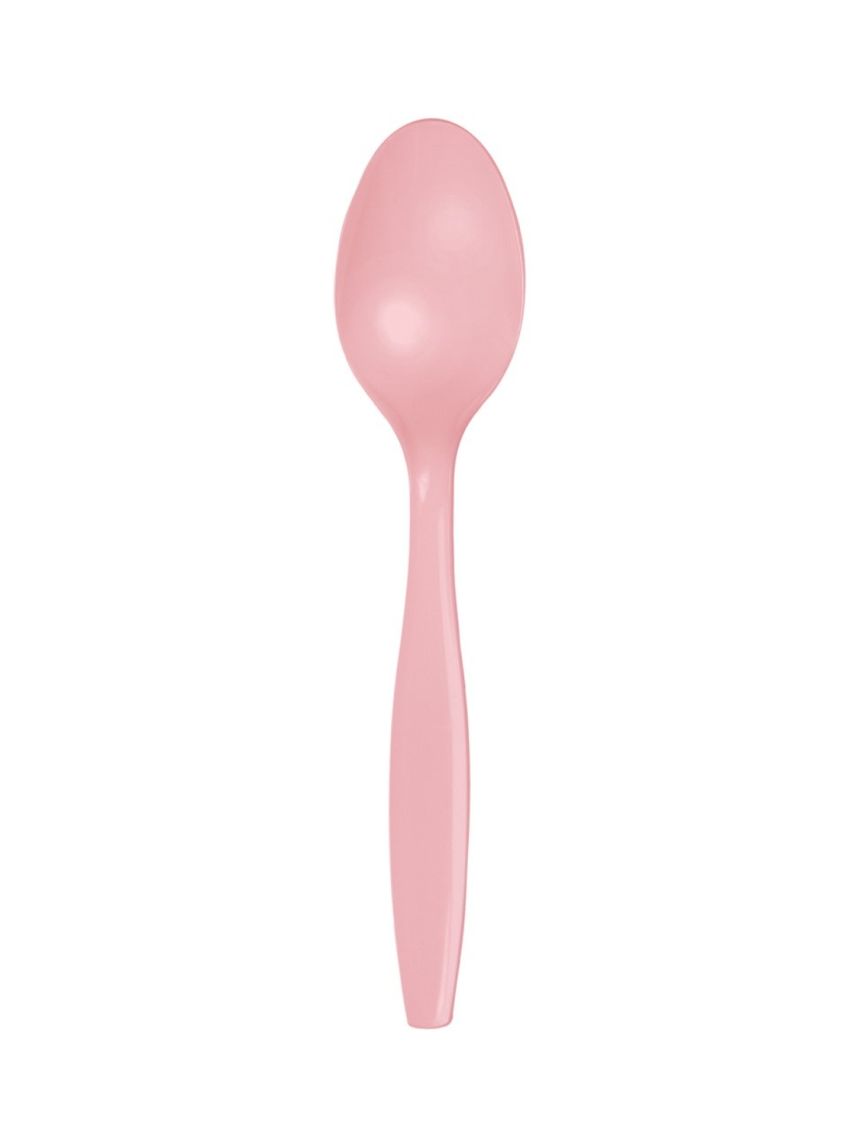 Cucchiaio plastica h. 15,5 cm - 24 pezzi - rosa pastello