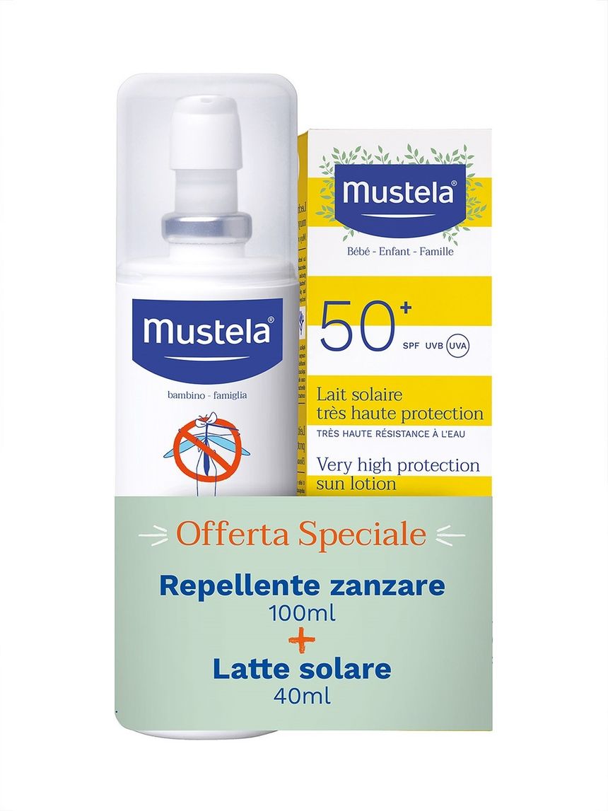 Latte solare 40 ml spf50+ con repellente antizanzare 100 ml | mustela