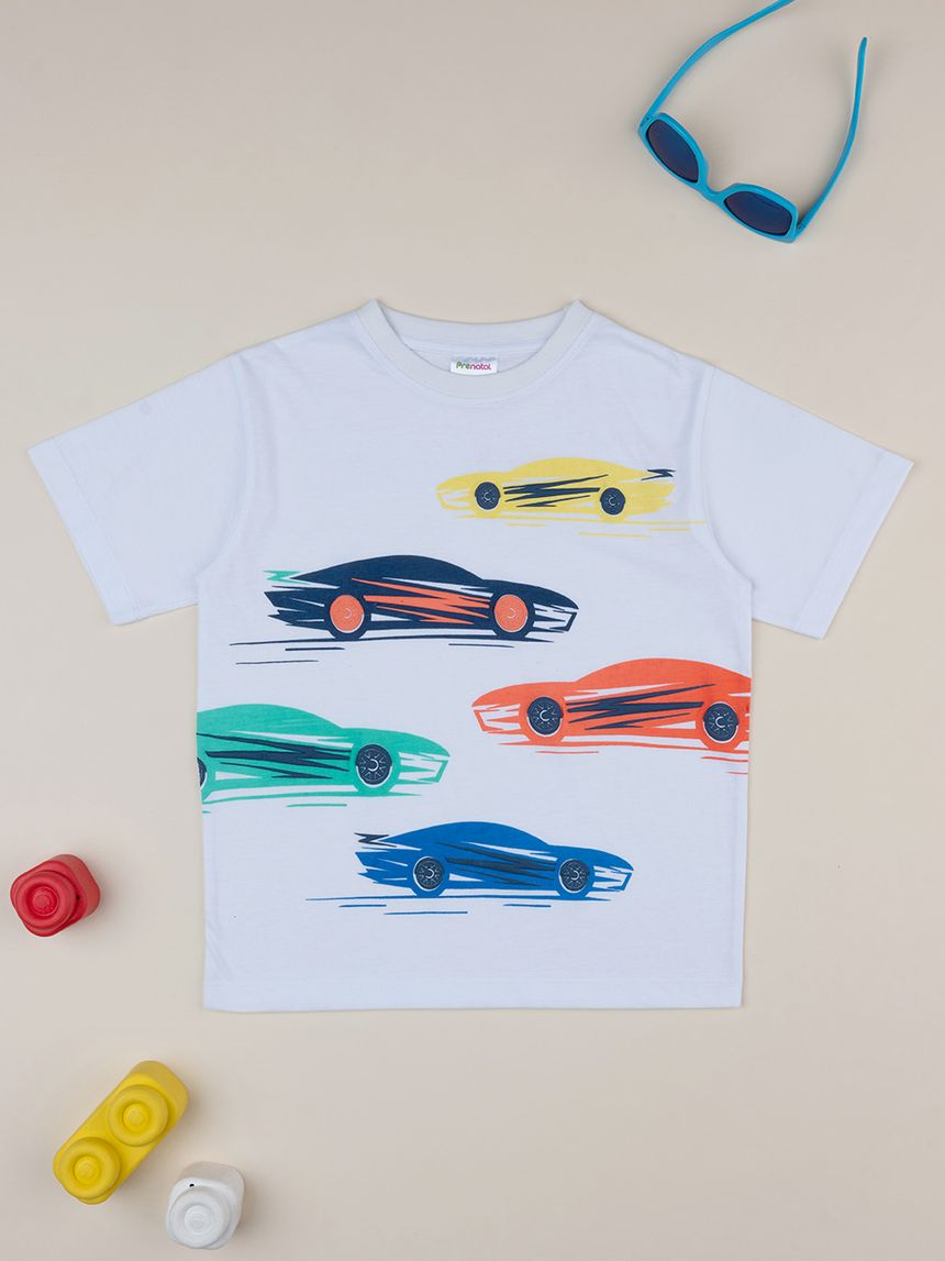 T-shirt maniche corte bambino "macchine"