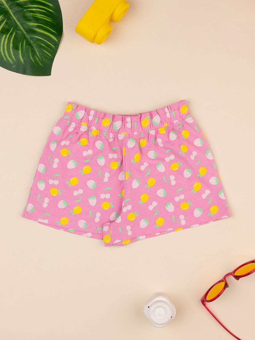Shorts rosa stampati da bambina