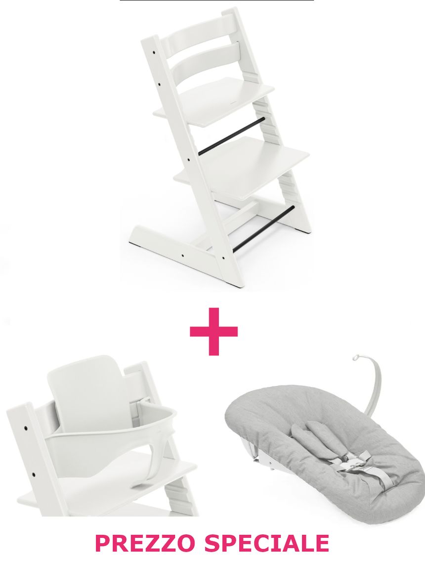 Tripp trapp bianco + newborn set + babyset v2 bianco a un prezzo speciale - stokke®