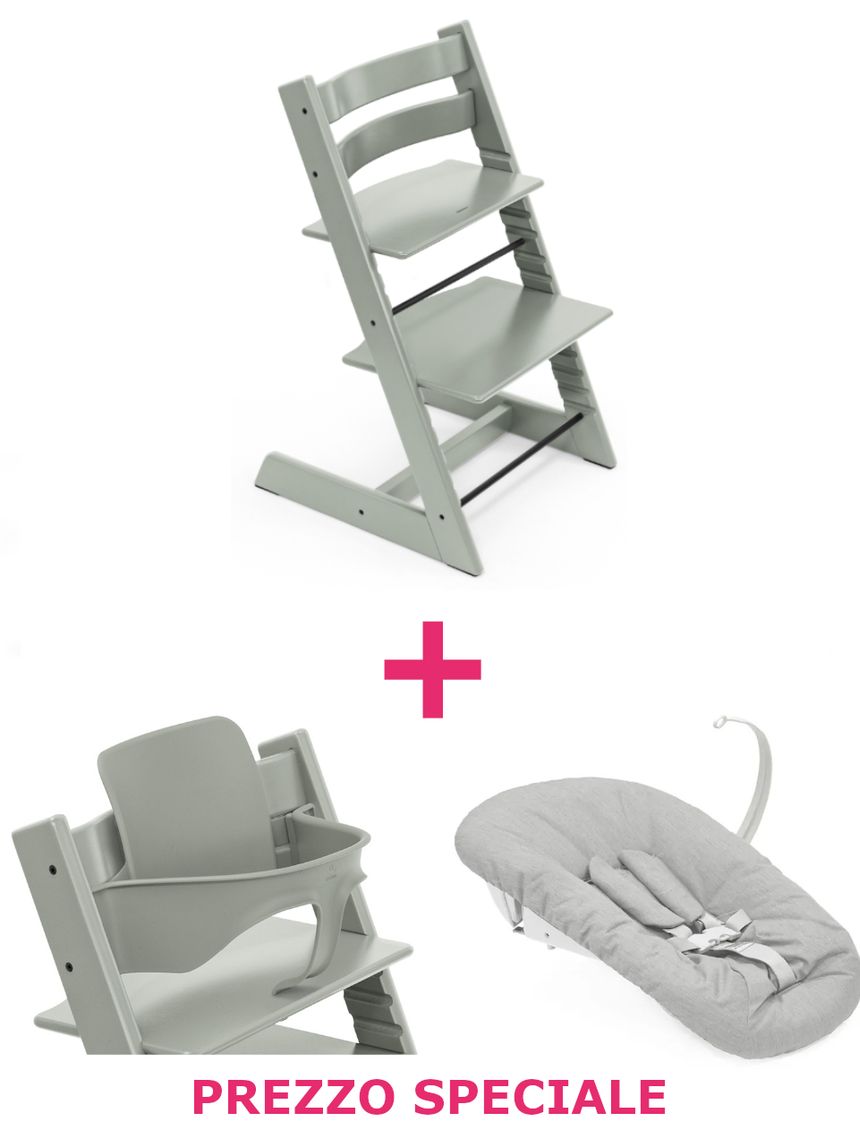 Tripp trapp glacier green + newborn set + babyset v2 glacier green a un prezzo speciale - personalizzabile - stokke®