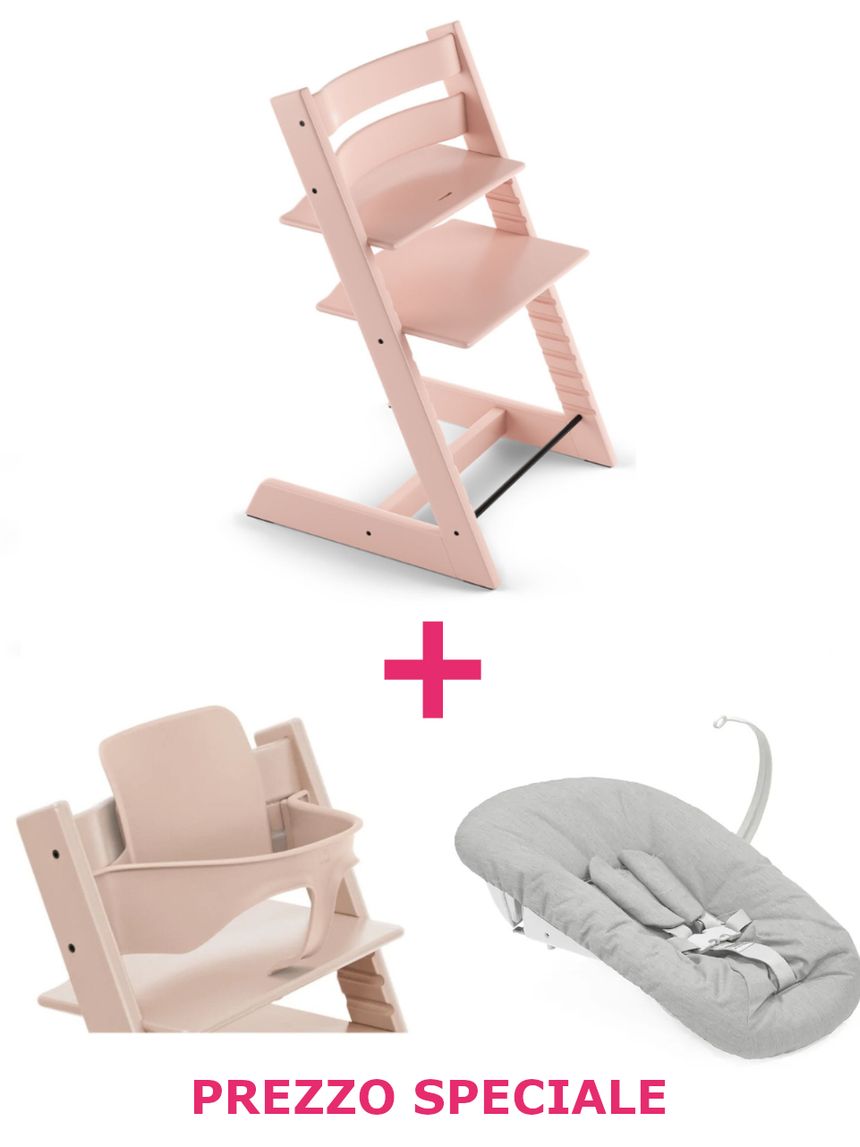 Tripp trapp serene pink + newborn set + babyset v2 serene pink a un prezzo speciale - personalizzabile - stokke®
