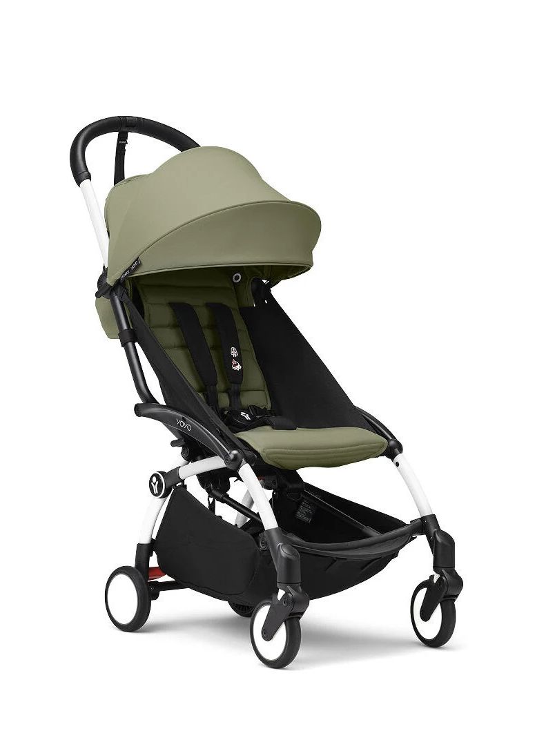 Passeggino con telaio yoyo³ white e rivestimento olive 6+ - stokke® yoyo®