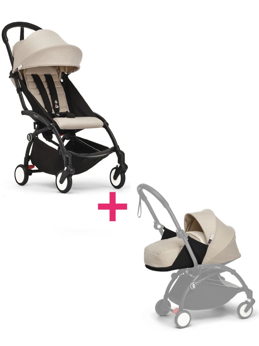 Passeggino duo con telaio yoyo³ black con seduta e navicella morbida bonpoint 6+ - stokke® yoyo®
