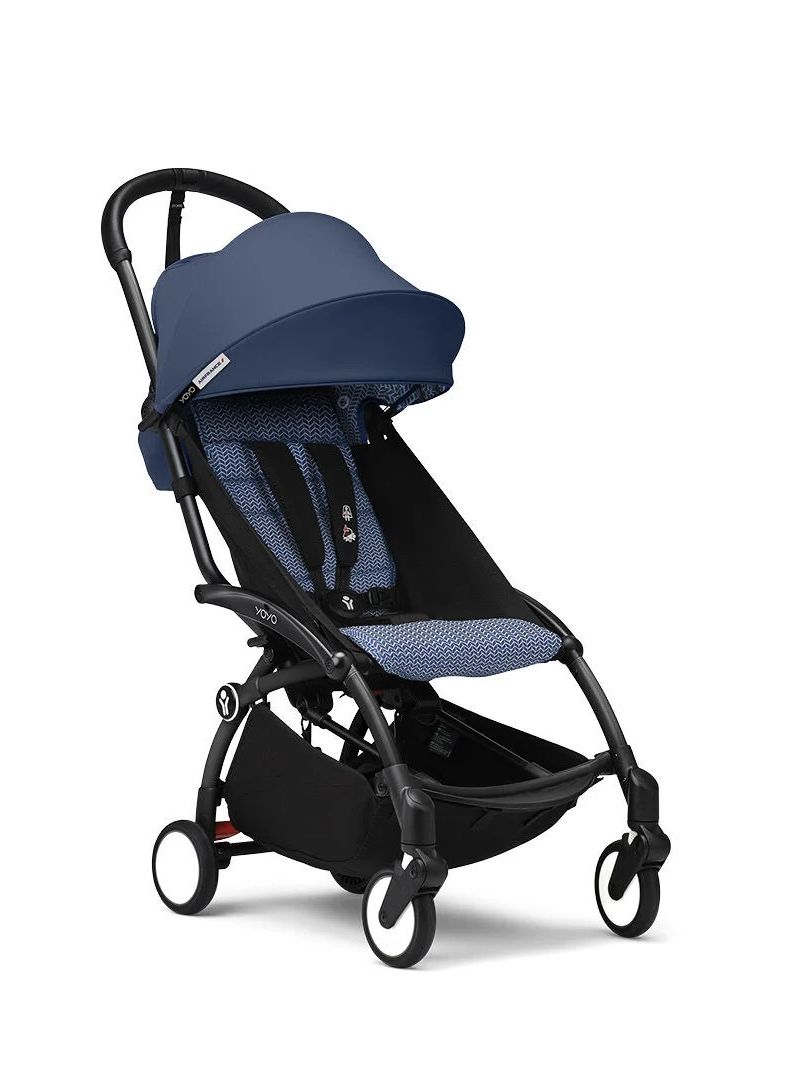Passeggino con telaio yoyo³ black e rivestimento air france blue 6+ - stokke® yoyo®